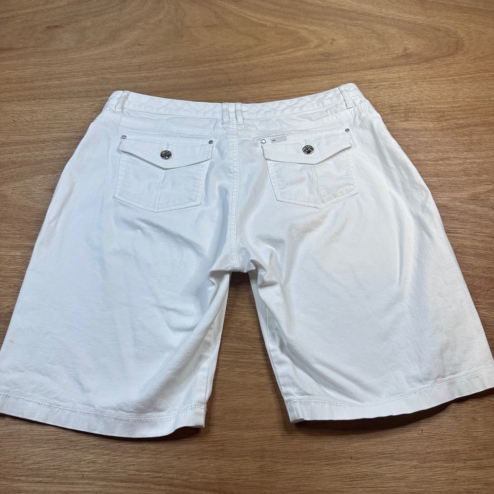 Lee Slender Secret White Bermuda Shorts Women's 12 Medium Stretch Casual - Picture 2 of 10